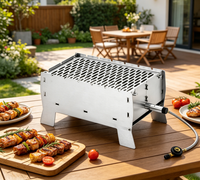 Barbecue portable pliable pour le camping en plein air, barbecue au gaz en acier inoxydable pour la famille, 1 à 3 personnes