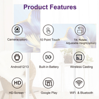 Affichage LCD HD 21.5 24 27 32 Affichage mobile Support de sol Tablette PC USB Tactile Android Batterie Numérique Signalisation Rotation Travail Étude