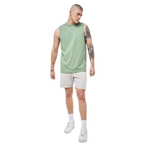เสื้อกล้ามผู้ชายสีเขียวใส่สบายเสื้อกั๊กแขนกุดผ้าฝ้ายน้ำหนักเบาพิมพ์โลโก้ที่สมบูรณ์แบบสำหรับการออกกำลังกายและชุดลำลอง - Product Image 1