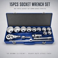 Set Kunci Soket Logam 15pcs Metrik 20mm Berkualitas Tinggi untuk Industri, Grosir Peralatan Profesional OEM