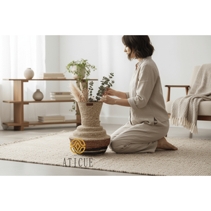 Maceta Decorativa Artesanal ATICUE de 8x15 Pulgadas con Forma de Surahi, Cesta Multiusos para Plantas - Product Image 1