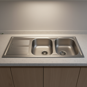 Fregadero de Cocina Apell ATMOSFERA de 2 Cubetas, Acero Inoxidable Pre-Pulido, 116x50cm TM1162ILPC - Product Image 3