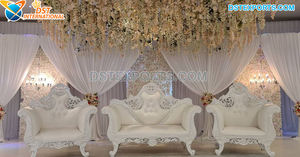 Ensemble de canapé sculpté pour Couple, meubles traditionnels, de couleur or et blanc, idéal pour la scène de mariage - Product Image 5