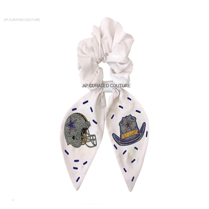 Customized 2025 Indian Hand Embroidered Seed Beaded <b>Scrunchies</b> Personalized Game Day Hair Accessory Fashion Accessories - Product Image 3