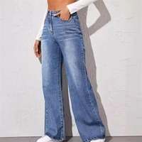 Pantalones Vaqueros de Spandex/Poliéster 2025 de Alta Calidad, Nuevos, Transpirables, Ecológicos, Personalizados para Mujer, Elegantes, Bonitos, Rectos, con Diseño 3D en Color