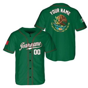 Nueva Camiseta de Béisbol de México con Diseño Único, Ropa Deportiva, Cuello en V, Botones, Sublimación, 100% Poliéster, Secado Rápido, Transpirable - Product Image 5