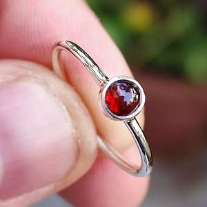 Dainty <b>Garnet</b> Gemstone <b>Ring</b> Sterling <b>Silver</b> Handmade Boho Natural Platinum Jewelry Birthday Anniversary Christmas Gift for Her - Product Image 3