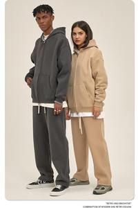 Ensemble de survêtement deux pièces pour homme, style streetwear automne, avec sweat à capuche uni et pantalon en tissu brodé délavé effet soleil, imprimé 3D, séchage rapide - Product Image 4