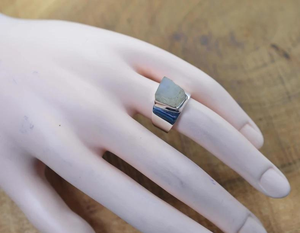 Rough Rainbow Moonstone 925 Sterling Silver <b>Ring</b> Handmade Natural Gemstone Jewelry June Birthstone Gift for Women - Product Image 4