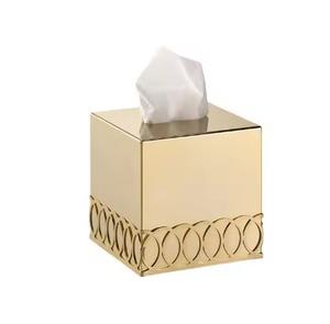 Boîte à mouchoirs décorative de table carrée en laiton et feuille d'or de luxe en acier inoxydable pour hôtel et maison - Product Image 5