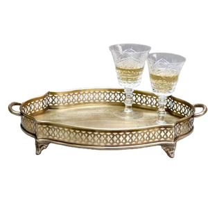 Plateaux de service au Design élégant pour ustensiles de cuisine, vaisselle, plat de service de nourriture d'hôtel, plateaux de service de café en métal moderne plaqué or - Product Image 3