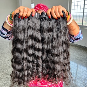 Venta al por mayor Precio de fábrica de alta calidad de la India Virgen Cutícula alineada Extensiones de cabello Estilo de onda suelta Paquetes rectos profundos - Product Image 5