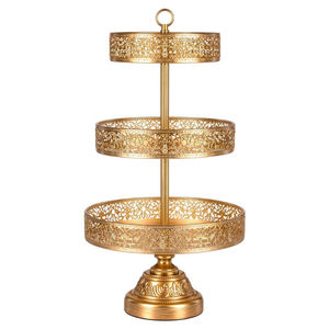 Exclusive Brass 2 <b>Tier</b> <b>Cake</b> <b>Stand</b> Gold Finished for Wedding Birthday Party Decorative Round Shape Tabletop <b>Cake</b> Display <b>Stand</b> - Product Image 4