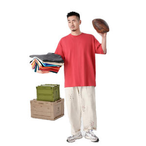 T-shirt unisexe en coton épais de haute qualité 260g avec logo personnalisé T-shirt vierge décontracté à col rond pour hommes - Product Image 5