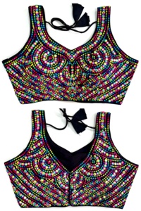 Blusa moderna con cuello en V, patrón bordado con hilo de lentejuelas y espejo de papel de aluminio, vestido de novia tejido de poliéster a la moda - Product Image 2