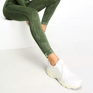 Medias de cintura alta para mujer de calidad superior personalizables sin costuras deportes y Yoga gimnasio Fitness ácido lavado Leggings - Product Image 5