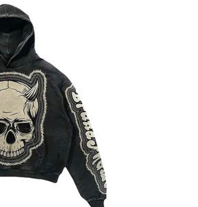 Sudadera con capucha estampada con diamantes de imitación DTF DTG personalizada de gran tamaño para hombre - Product Image 3