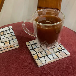 Hot trend wooden <b>coaster</b> with mother of pearl inlay best quality mosaic MOP <b>drink</b> <b>coasters</b> - Product Image 2