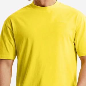 T-shirts pour hommes en coton 100% tricoté, col rond, couleur unie, 210G, manches courtes, coupe ample, tissu respirant et doux, streetwear décontracté - Product Image 2