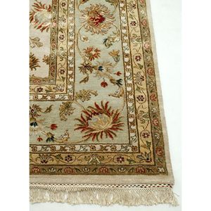 Tapis en laine et soie noué à la main Aurora Ivory NRA-31 avec motif brodé - Product Image 4