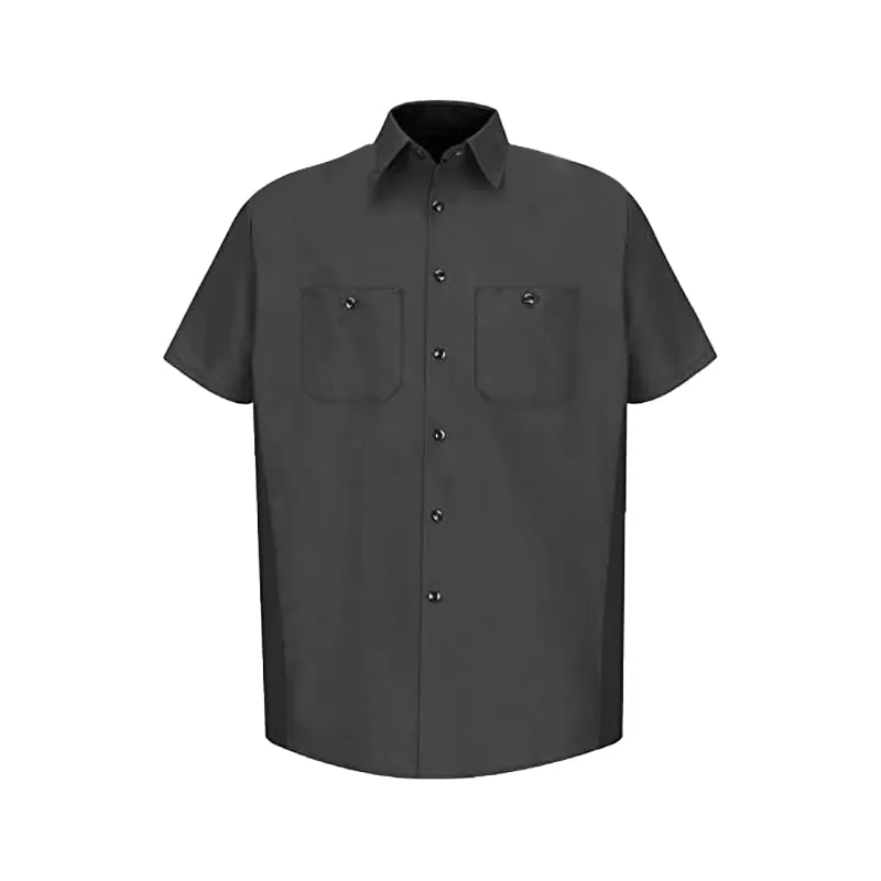 Uniforme de seguridad para hombres, ropa de trabajo personalizada, transpirable, 100% algodón, dos bolsillos, color negro, venta al por mayor