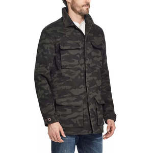Vintage Men's Green <b>Camo</b> <b>Jacket</b> Weatherproof Fleece Lined Hood Zippered Closure Autumn Season Canvas Seamless Design Size Small - Product Image 2