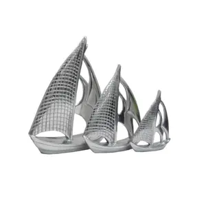 Nautical Boat For Home Decoration Aluminium Decorative Nickle Finished Metal Craft Boat Supplier From India In Whole Sale Price