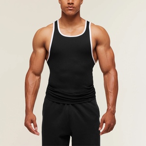 Camiseta Deportiva de Alta Calidad para Hombre, Ajustada, de Algodón y Elastano, Blanca, con Nervaduras, para Gimnasio - Product Image 2