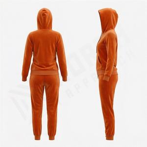 Vêtements de sport pour femmes en gros, survêtement décontracté à capuche, uni, hiver, doublure en polaire de coton, séchage rapide, respirant, manches longues, tenue de sport pour la salle de sport - Product Image 2