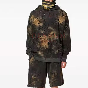 Prix de gros, faible MOQ, sweats à capuche pour hommes, effet usé, tissu confortable pour l'hiver, personnalisable, haute qualité, nouvelle arrivée - Product Image 1