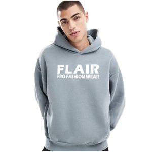 เสื้อฮู้ดสวมหัวผ้าคอตตอนออร์แกนิกสำหรับผู้ชายเสื้อสเวตเชิ้ตมีลายสีพื้นทรงโอเวอร์ไซส์หนาแบบ100% - Product Image 6