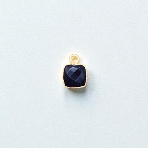 Pendentifs en argent sterling 925 en forme de coussin avec pierre précieuse onyx noir - Plaqué or - Bijoux en pierre naturelle - Product Image 1