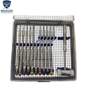Kit d'ostéotome d'implant dentaire professionnel 10 pièces ensemble chirurgical de levage de sinus pointe concave avec maillet Instruments chirurgicaux dentaires - Product Image 4