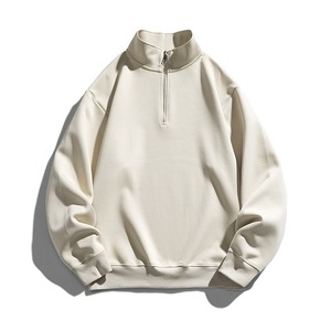 Stylish Custom Letter Embroidery Half Zip up <b>Mock</b> <b>Neck</b> Sweatshirt Fleece Quarter Zipper Oversized Sweatshirt Oversize Pullover - Product Image 3