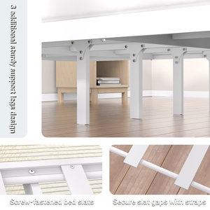 Cadre de lit à plateforme King et Queen en bois de bambou contemporain avec support à lattes en métal Mobilier de maison moderne avec fonction de rangement - Product Image 6