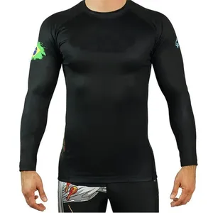 Özel Logo yüksek kalite toptan düz Jiu Jitsu Fitness Swim gömlek baskılı uzun kollu Mma erkekler için Bjj Rashguard döküntü Guard