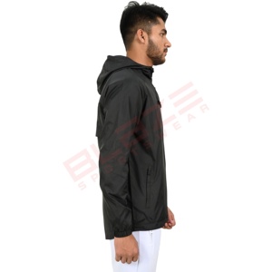Veste de sport à capuche décontractée pour hommes de haute qualité de couleur unie avec logo personnalisé col montant veste d'extérieur-vente en gros de vestes de sport - Product Image 2