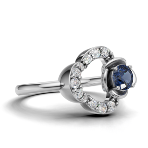 Luxury Blue <b>Sapphire</b> Gem Stone Halo <b>Ring</b> 18K <b>White</b> / Rose / Yellow Gold Natural Gemstone Engagement <b>Ring</b> Wholesale - Product Image 2