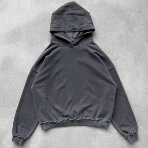 Fabricantes de Ropa al por Mayor, Sudadera con Capucha Personalizada de Corte Regular, 100% Algodón, con Cierre, Bolsillo, Lavado Ácido, Aspecto Desgastado, Tinte Liso - Product Image 5