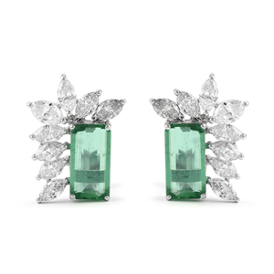 ต่างหูเม็ดเดี่ยวสีมรกตสีขาว18K ต่างหูพวงเพชรธรรมชาติสีทองขาวจากอินเดียผลิตใน10K/14K - Product Image 3