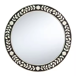 Incrustation d'os faite à la main et incrustation de nacre miroir personnalisé pour salon chambre et salle de bain décor par croissant artisanat - Product Image 1