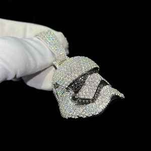 Moissanite diamant masque pendentif à breloque en argent sterling 925 Hip Hop pendentif personnalisé bijoux fins pendentifs et breloques - Product Image 6