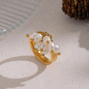 Anillo Delgado de Acero Inoxidable con Perlas Naturales de Agua Dulce X&L y Oro de 18K, Resistente al Agua, para el Dedo Índice, Joyería de Moda para Mujer, Regalo, Venta al Por Mayor - Product Image 6