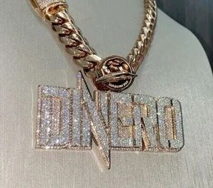 จี้เพชรมอิสซาไนต์แท้สำหรับผู้หญิงจี้แบบหลายชั้นออกแบบได้ตามต้องการข่าตัวอักษรแบบอินเดีย - Product Image 3