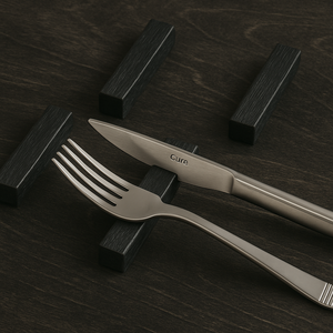 Ensemble de 4 repose-couverts en bois de forme unique fabriqué à la main pour fourchette couteau accessoire de Table à manger de qualité supérieure porte-ustensile sculpté moderne - Product Image 5