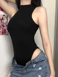 <b>Top</b> Quality Cotton Breathable One Piece Bodysuits Sleeveless Summer Casual Swimsuit Customize Design Swimwear Women's - Product Image 4