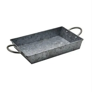 Farmhouse Decorative Handmade Commercial Grade Natural Polished Serving Tray Country Style Rectangle Shape Galvanized Metal - Product Image 1