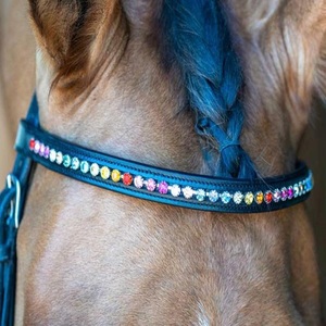 Elegante y Brillante Banda Frontal para Caballo de Cuero con Cristales de Diamante de Primera Calidad, Hecha a Mano y Duradera - Product Image 3
