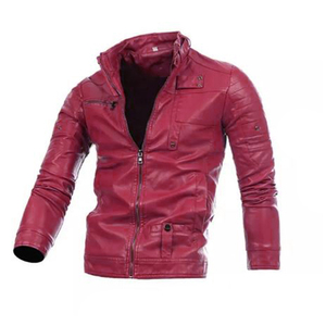 Mens Leather Bomber <b>Jacket</b> <b>Slim</b> <b>Fit</b> Stand Collar Winter Soft Inner Lining Stylish Outerwear with Ribbed Cuffs Full Zip Closure - Product Image 1