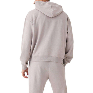 Nouveau poids lourd fermeture éclair hommes sweats à capuche unisexe goutte épaule blanc plaine 100% coton épais polaire meilleure vente hommes personnalisation Logo - Product Image 4